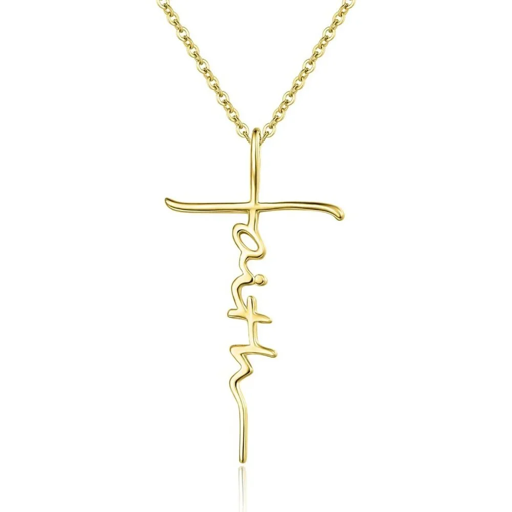 Faith Cross Necklace for Women 925 Sterling Silver Pendant Necklace With Birthst